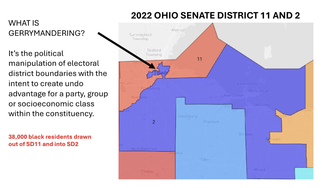 Gerrymandering graphic showing Ohio's districts and the weird ways they are drawn